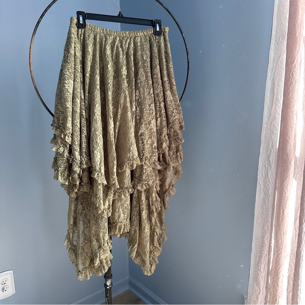 Jaded Gypsy Layering Moss Green Lace Women's Skirt